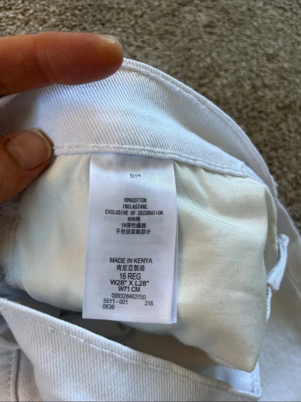 Levi’s 511 Slim tagged 16reg W28L28 See Photos for Actual Fit EUC Bright White